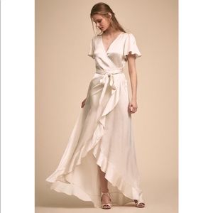 BHLDN Phoebe Long Ivory Wrap Dress